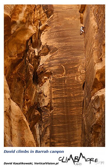David Kaszlikowski climbs in Barrah canyon